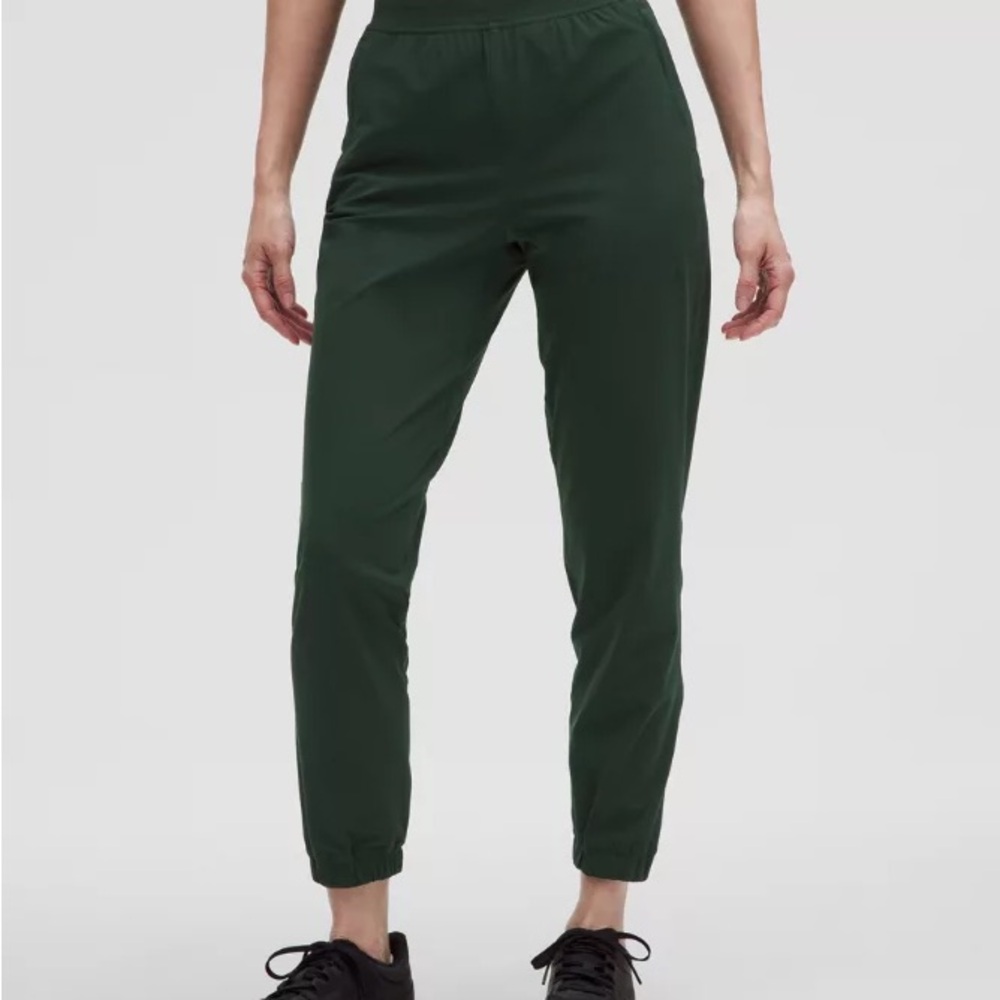 Lululemon Adapted State High-Rise Jogger in Rainforest Green (full length)